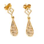 14K Gold Meander Dangling Earrings - Image 2