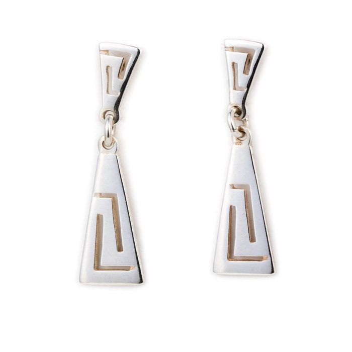 Sterling Silver Dangle Meander Earrings - Image 1