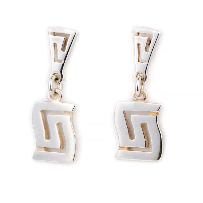Greek Key Meander Dangle Earrings - Image 1