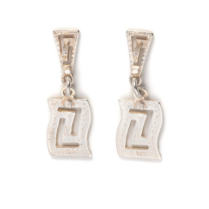 Greek Key Meander Dangle Earrings - Image 2