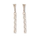 Greek Key Dangle Earrings Silver 925 - Image 2
