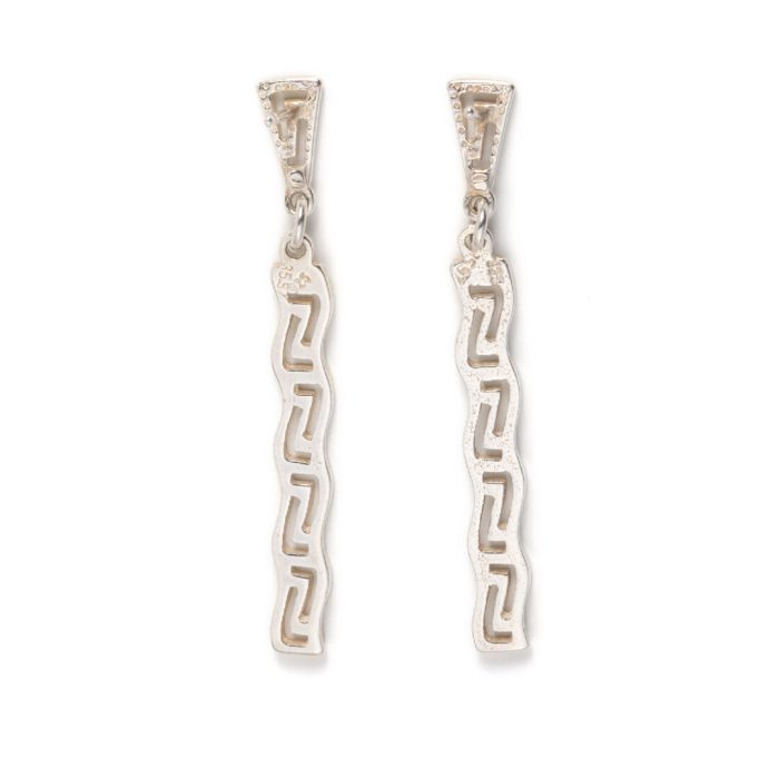 Greek Key Dangle Earrings Silver 925 - Image 2