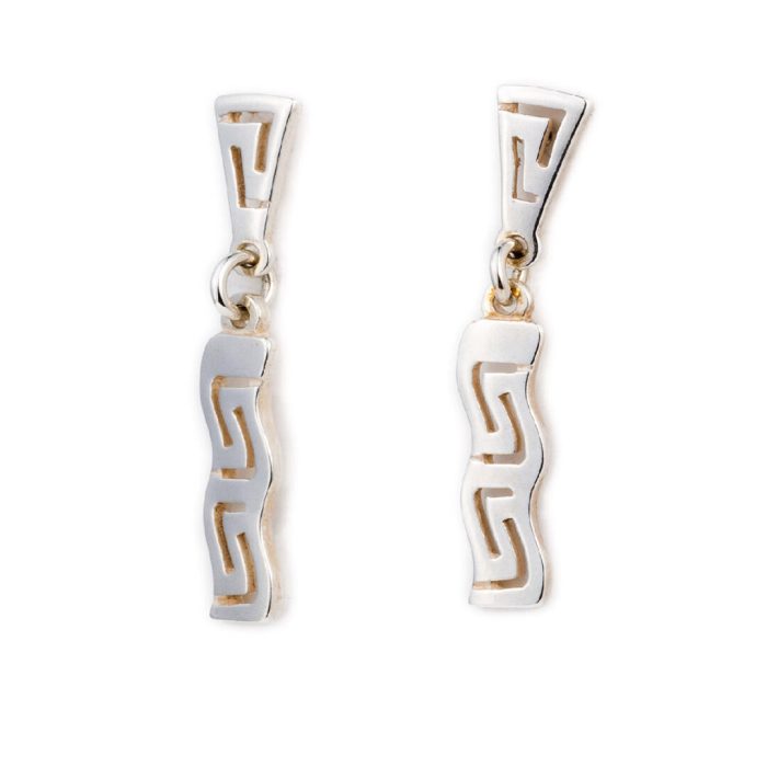 Dangle Earrings Greek Key Meander design - Image 1