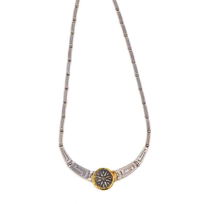 Vergina Sun Necklace Sterling Silver and Gold - Image 5