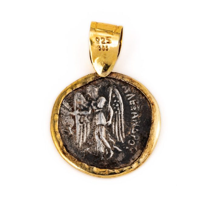 14K Gold Pendant with Goddess Athena and Ruby - Image 3