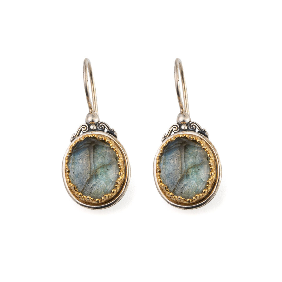 P1675 Gerochristo - Σκουλαρίκια Από Ασήμι με Λαμπραδορίτη - Image 1