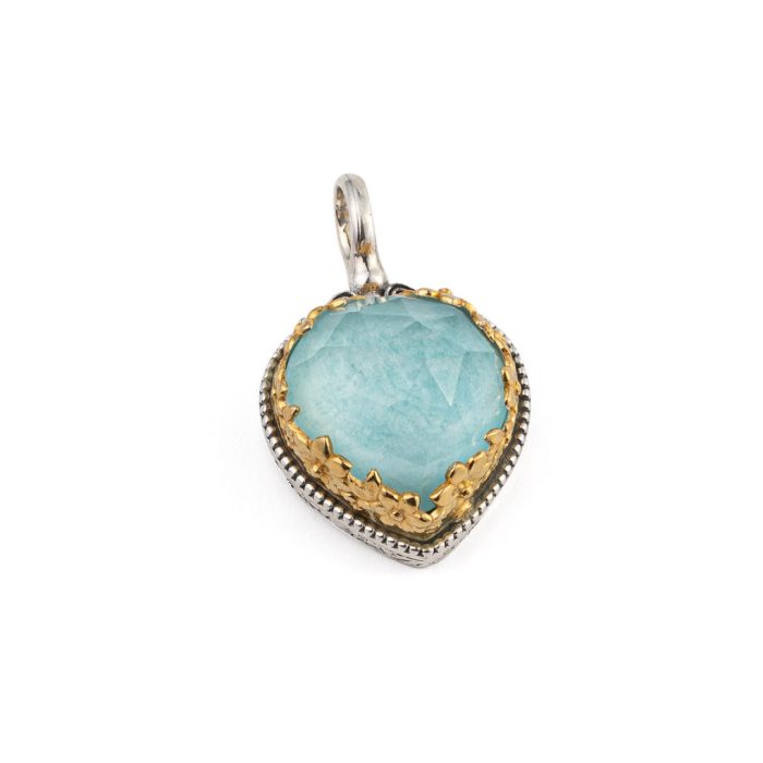 Gerochristo - Dione heart pendant in sterling silver with Amazonite - Image 1