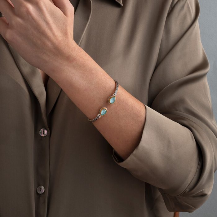 Gerochristo – Iris Bracelet in Sterling Silver with Amazonite - Image 2