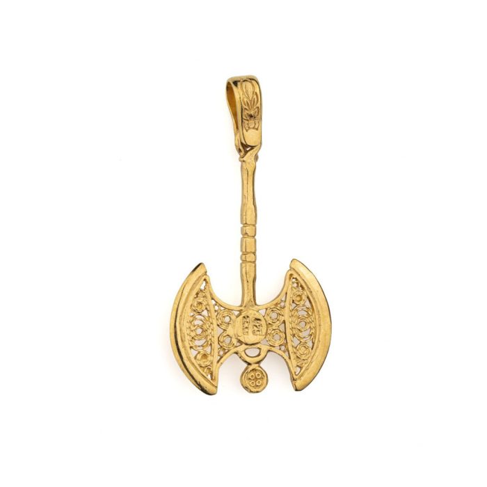 Multicolor Zircon Axe Pendant in 925 Silver & Gold Plating - Image 3