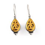 Vintage Engraved earrings - silver and gold plated