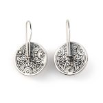 Vintage Engraved Flower Earrings - silver and gold plated - Image 2