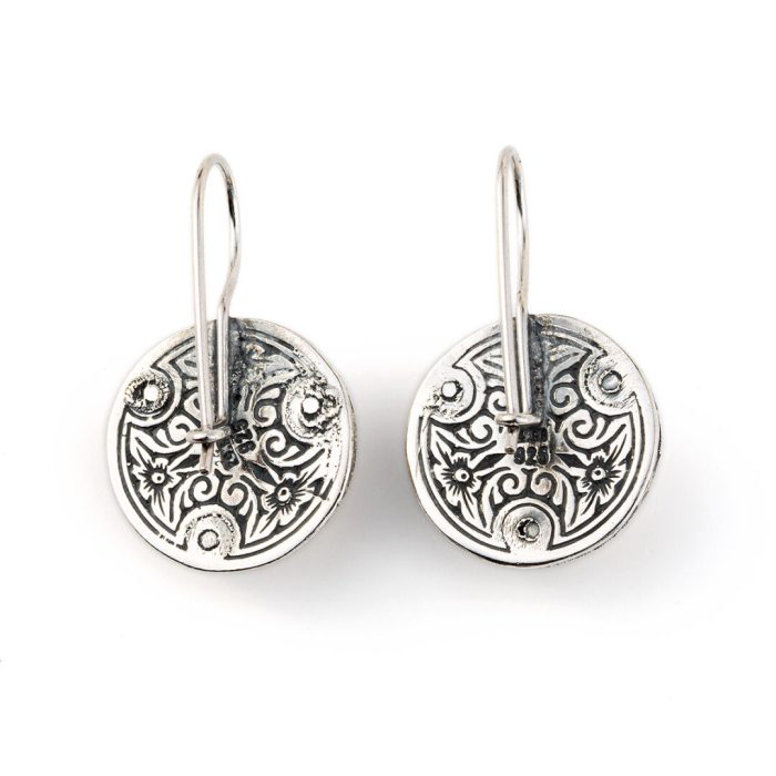 Vintage Engraved Flower Earrings - silver and gold plated - Image 2