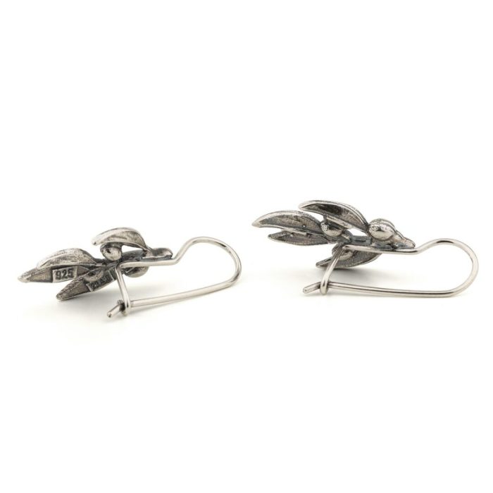 Greek Olive Dangle Earrings – Oxidized Silver 925 - Image 3