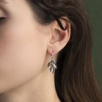Greek Olive Dangle Earrings – Oxidized Silver 925 - Image 2