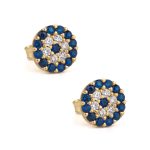 Evil Eye Round Stud Earrings – 9K Gold