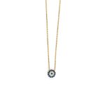 Eye Necklace with White and Blue Zircons - 9K Yellow Gold - Image 3