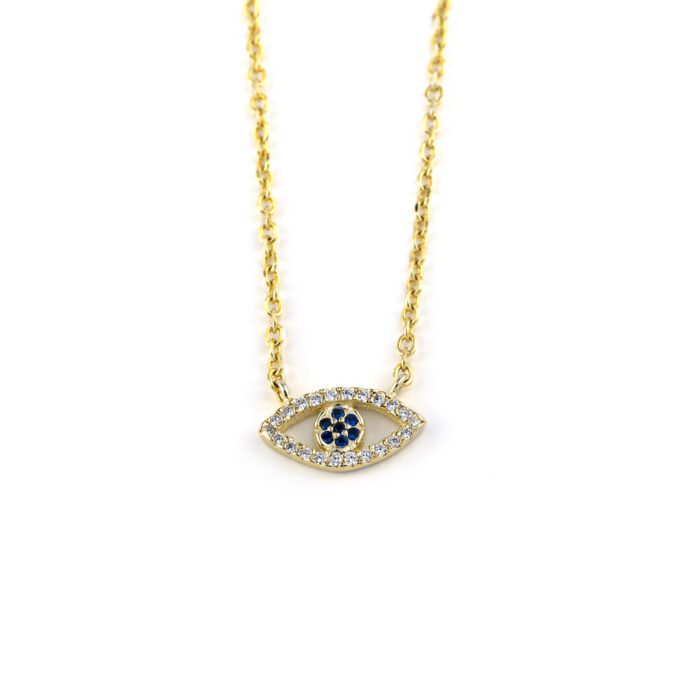 Evil Eye Necklace - Sterling Silver Yellow Gold Plated with Zircon - Image 1