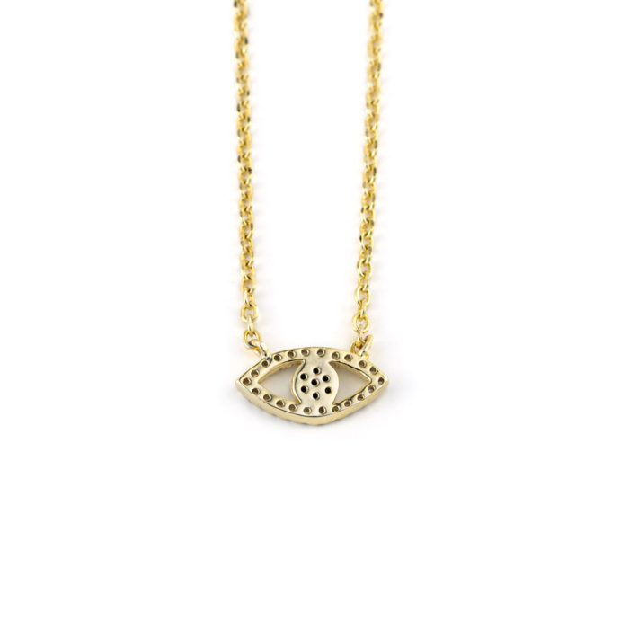 Evil Eye Necklace - Sterling Silver Yellow Gold Plated with Zircon - Image 2