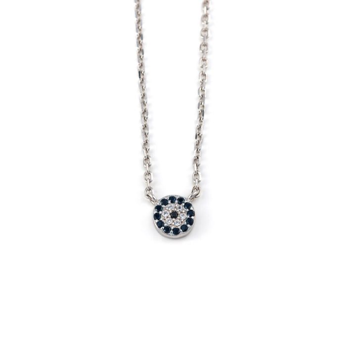 Sterling Silver Eye Necklace with Zircon - Image 1