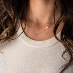 9K Yellow Gold - Eye Necklace with cross and zircon - Image 2