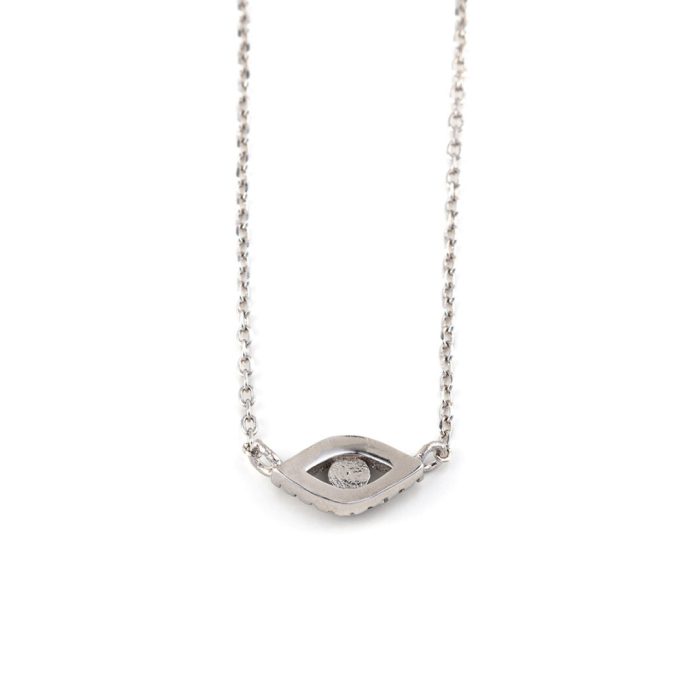Sterling Silver Blue Evil Eye Necklace with Zircon - Image 2