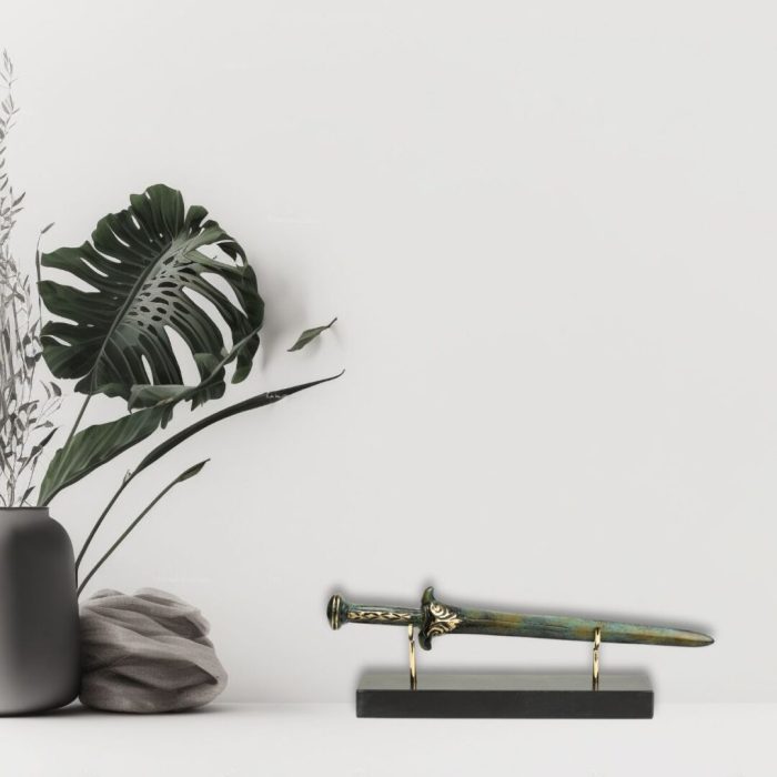 Ancient Spartan Sword on Marble Base - Bronze - Image 2
