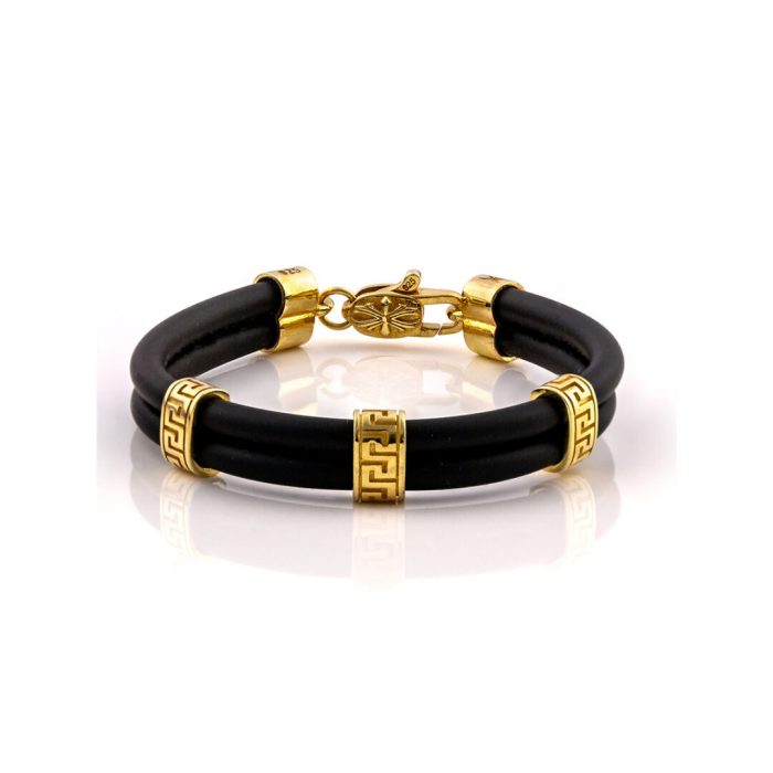 Greek Key Bracelet - 925 Sterling Silver Gold Plated - Image 1