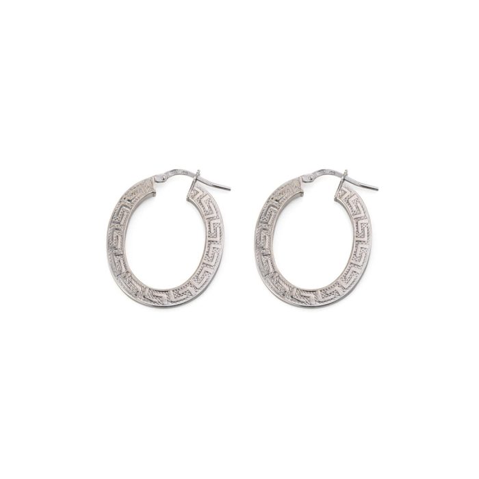 Engraved Meander Hoop Earrings – 925 Sterling Silver - Image 3