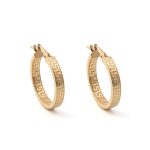 Greek Key Meandros Hoop Earrings - 14K Gold - Image 2