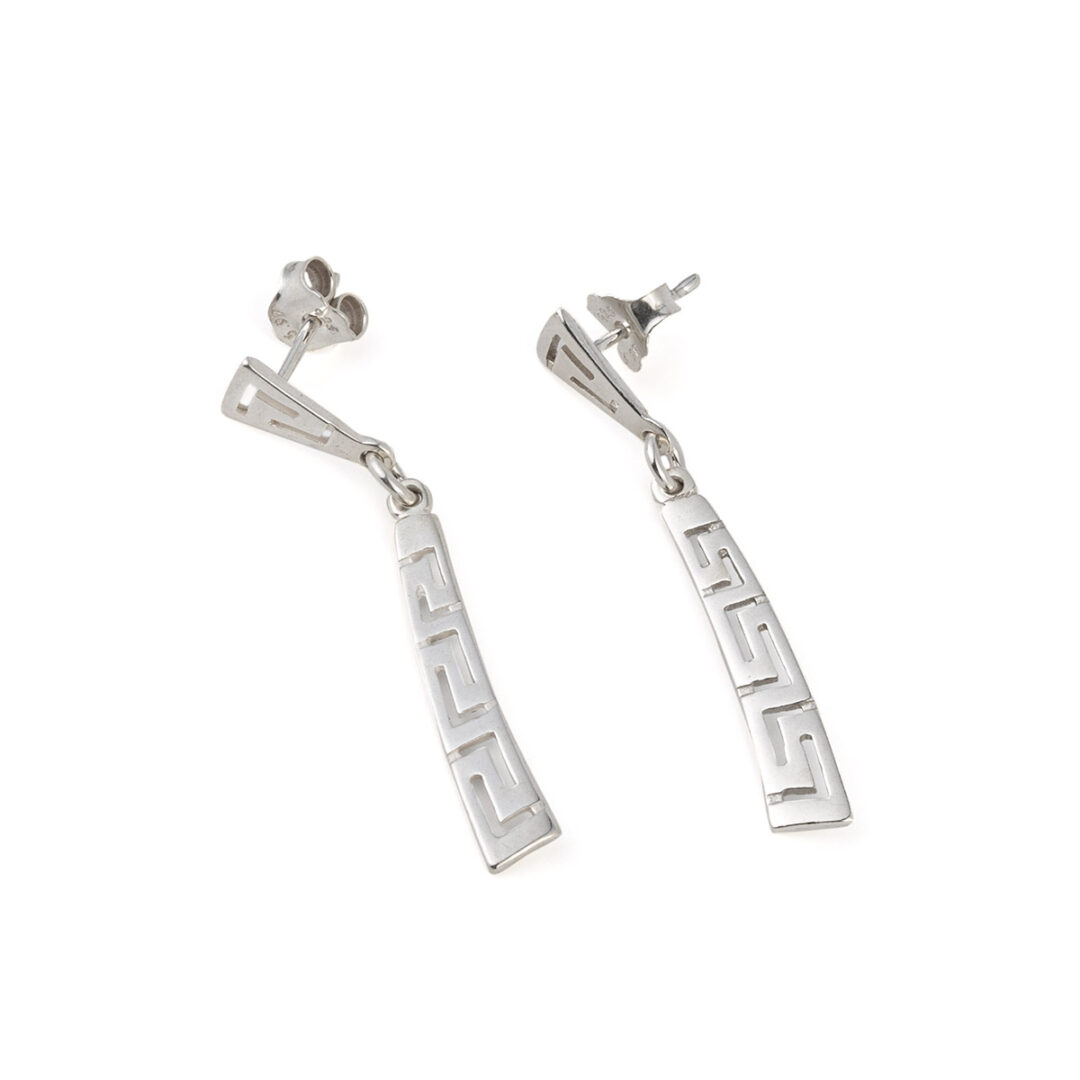 S217 Greca Dangle Earrings - 925 Sterling Silver - Image 1