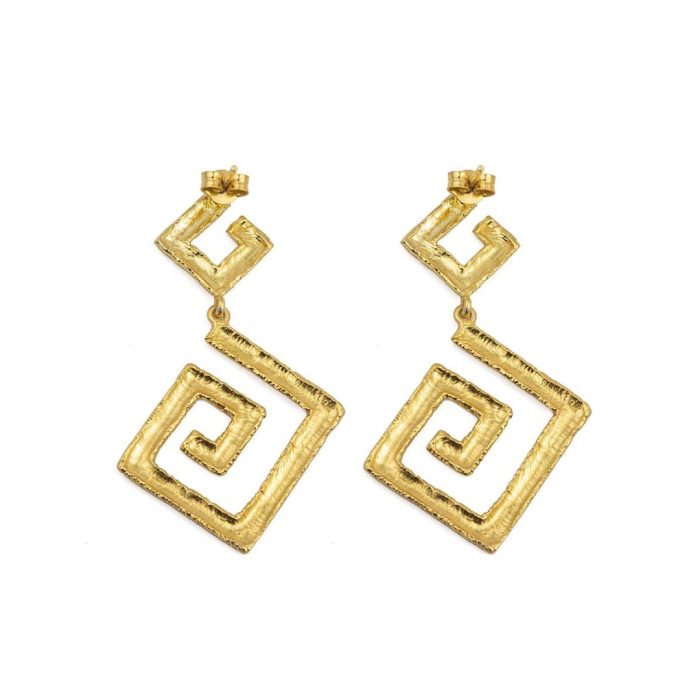 Greek Key Lace Dangle Earrings - Image 2