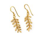 Olive Leaf Long Drop Earrings - Sterling Silver and Gold Plated