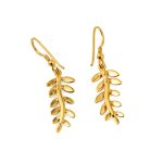 Olive Leaf Long Drop Earrings - Sterling Silver and Gold Plated - Image 2