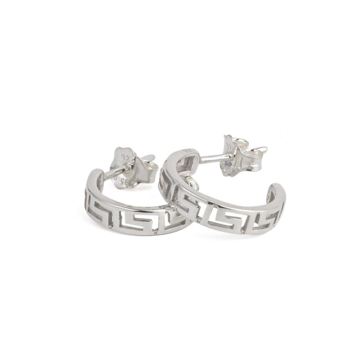 Greca Hoop Earrings - 925 Sterling Silver - Image 1