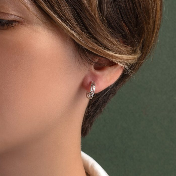 Greca Hoop Earrings - 925 Sterling Silver - Image 2