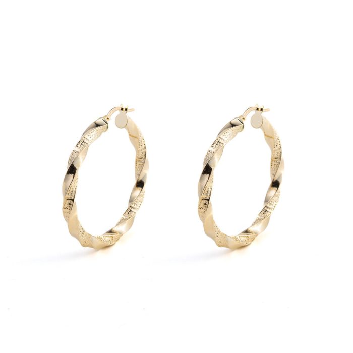 Greek Key Hoop Earrings in 14K Gold - Image 1