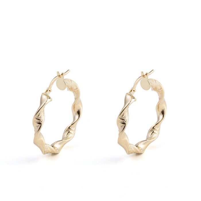 Greek Key Hoop Earrings - 14K Gold - Image 1