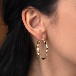 Greek Key Hoop Earrings - 14K Gold - Image 2