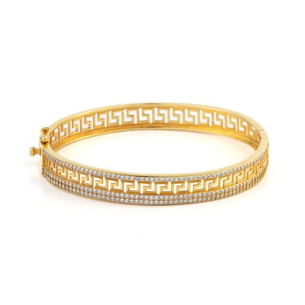 Greek Key Bangle Bracelet with Zircon