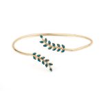 Olive Bangle Bracelet with Lapis – 925 Sterling Silver and Gold Plated - Image 3