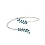 Olive Bangle Bracelet with Lapis – 925 Sterling Silver - Image 3