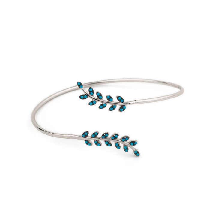Olive Bangle Bracelet with Lapis – 925 Sterling Silver - Image 3