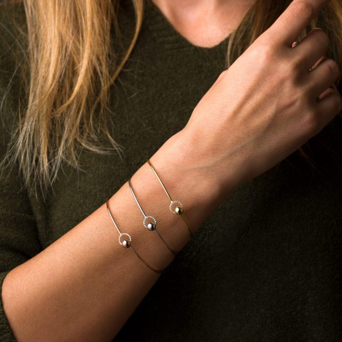 Minimal Circle Bangle Bracelet – 925 Sterling Silver and Gold Plated - Image 2