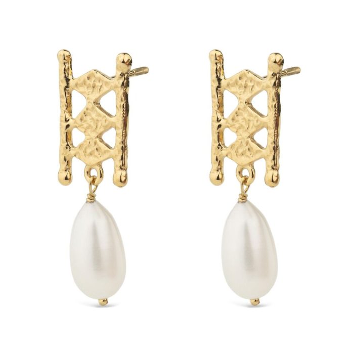 925 Sterling Silver and Gold Plated Pearl Stud earrings - Image 1