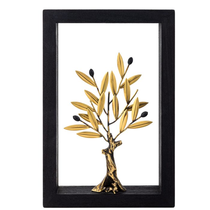 A cat sitting under a tree – Wood art frame 20X30cm - Image 1