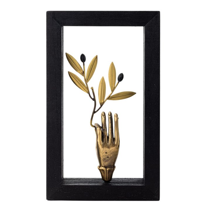 Διακοσμητικό Ξύλινο Κάδρο 15X25 cm – Ένα χέρι κρατάει ένα κλαδί ελιάς - Image 1