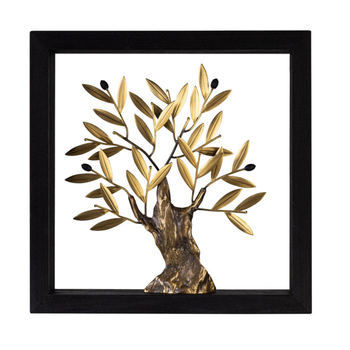 Bronze Olive Tree - Wood art frame 30X30cm - Image 1