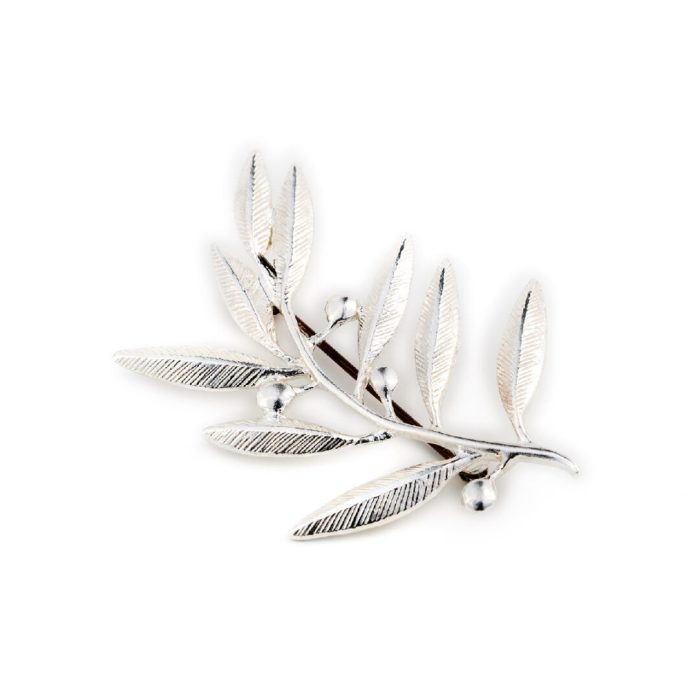Olive Leaves Brooch - 925 Sterling Silver and Gold Plated - Image 7