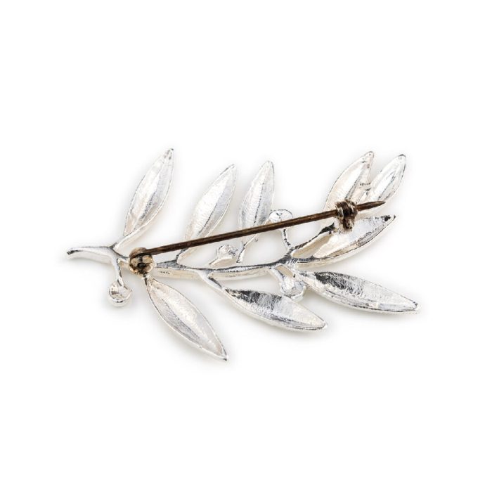 Olive Leaves Brooch - 925 Sterling Silver and Gold Plated - Image 8