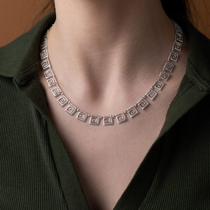 Greek Key Meander Lace Necklace - Image 4